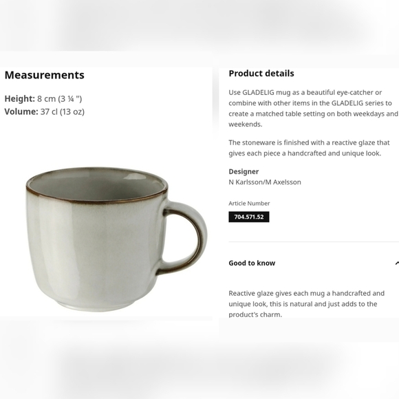 IKEA GLÄDELIG Reactive Glaze Mug - Cream - Picture 14 of 15